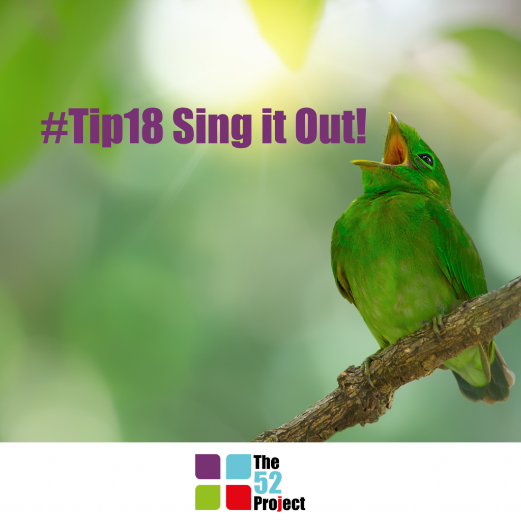 singing, sing it out, singing is good for you, neuroscience, wellbeing, community wellbeing project, the 52 project, 52 tips, tip 18, its not bloody rocket science, think it out, singing for fun